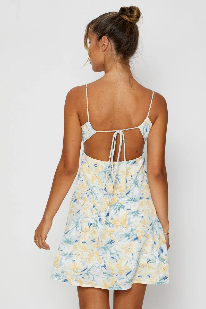 Print A Line Dress Mini