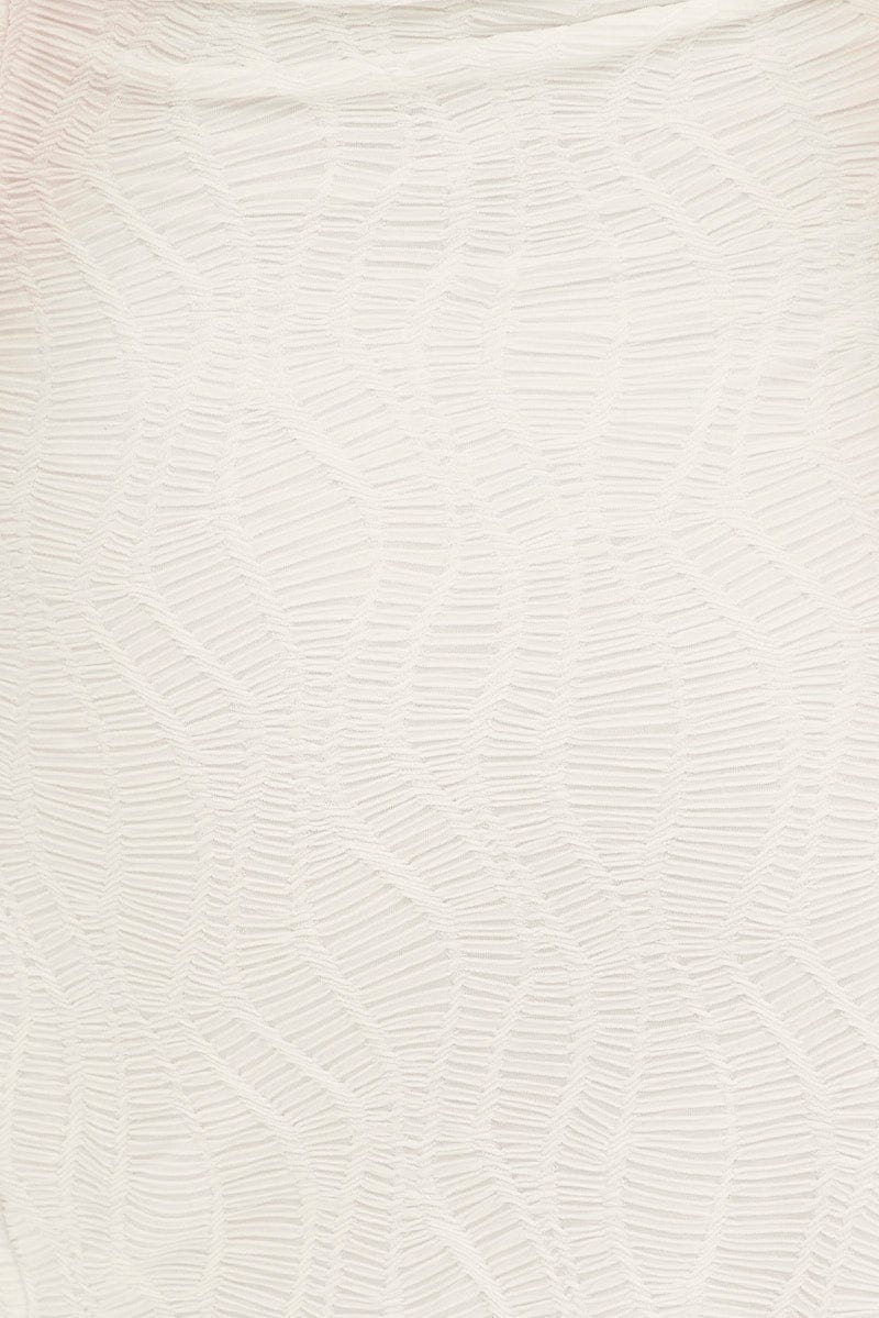 White Midi Dress Strapless Textured