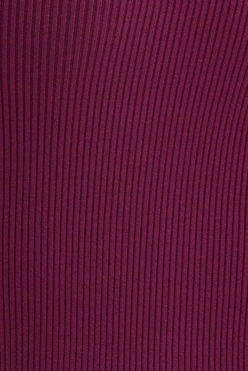 Purple Midi Dress Long Sleeve Sweetheart Contrast Bind