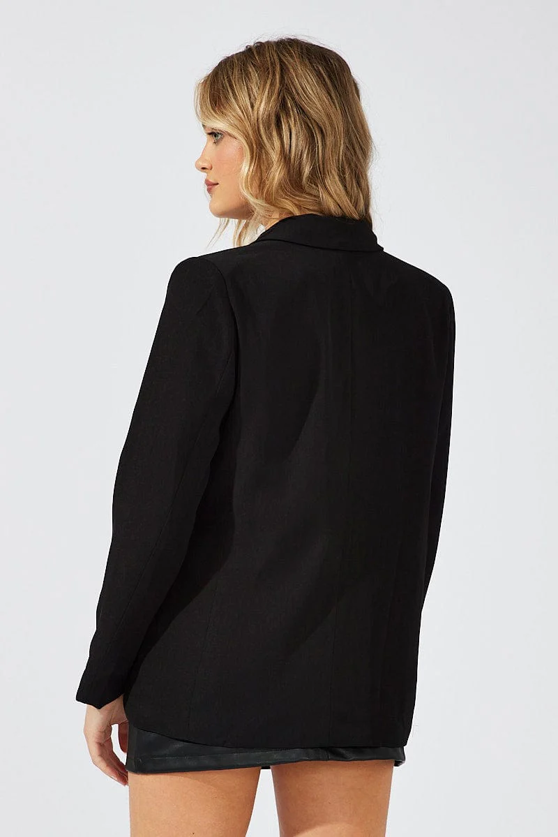 Black Jacket Long Sleeve Collar Neck