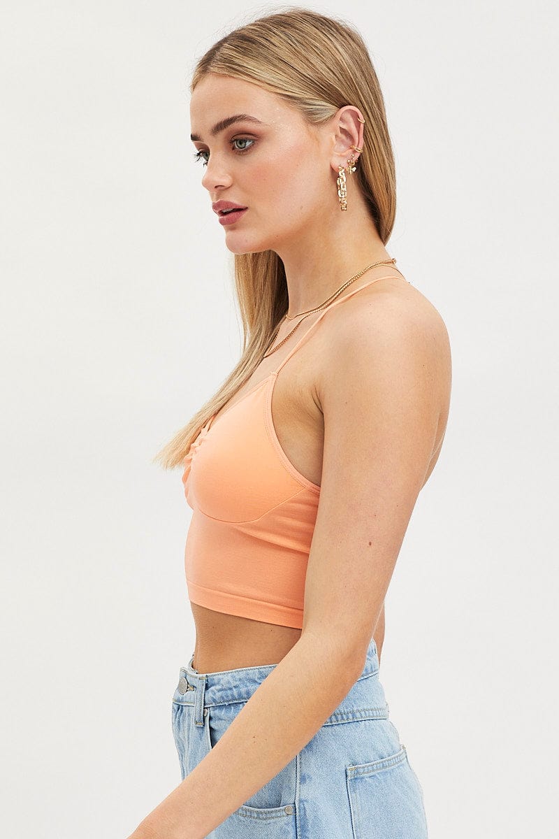 Brown Singlet Crop Top Seamless