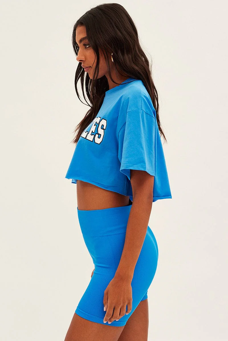 Blue Bike Shorts Seamless