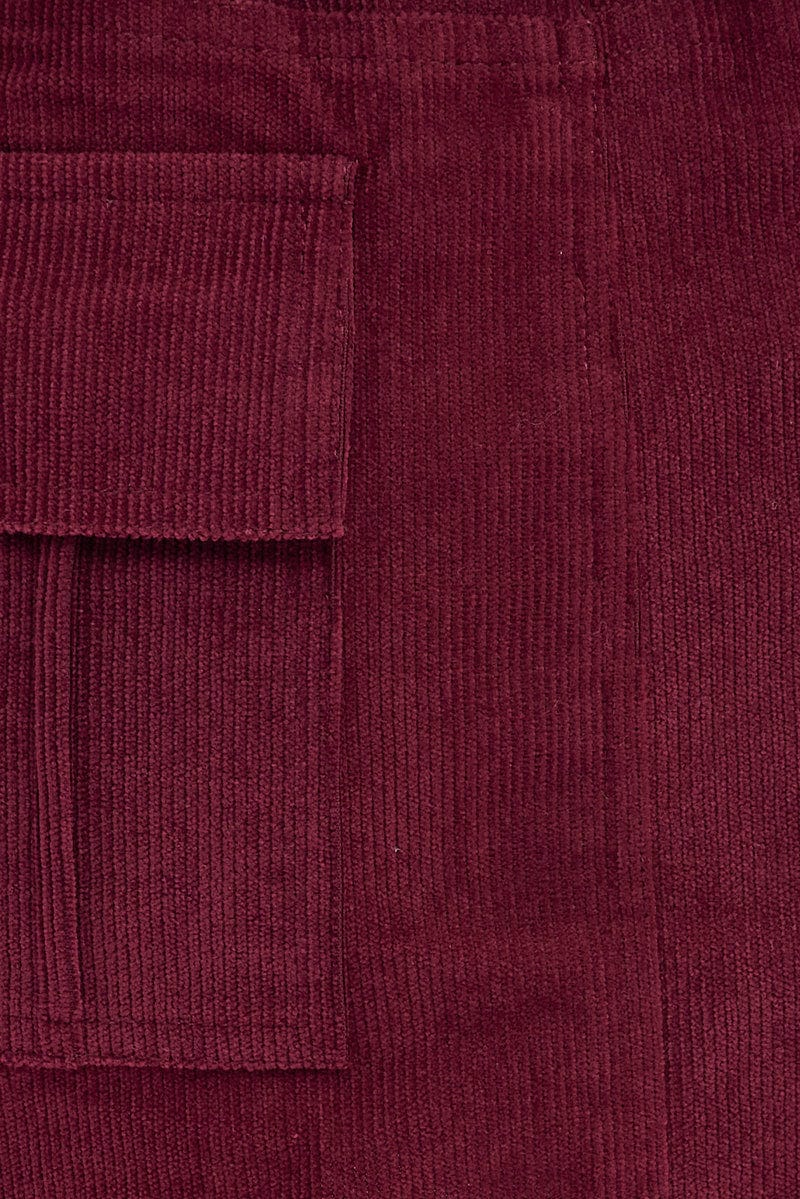 Purple Cargo Skirt Mini Mid Rise  Corduroy