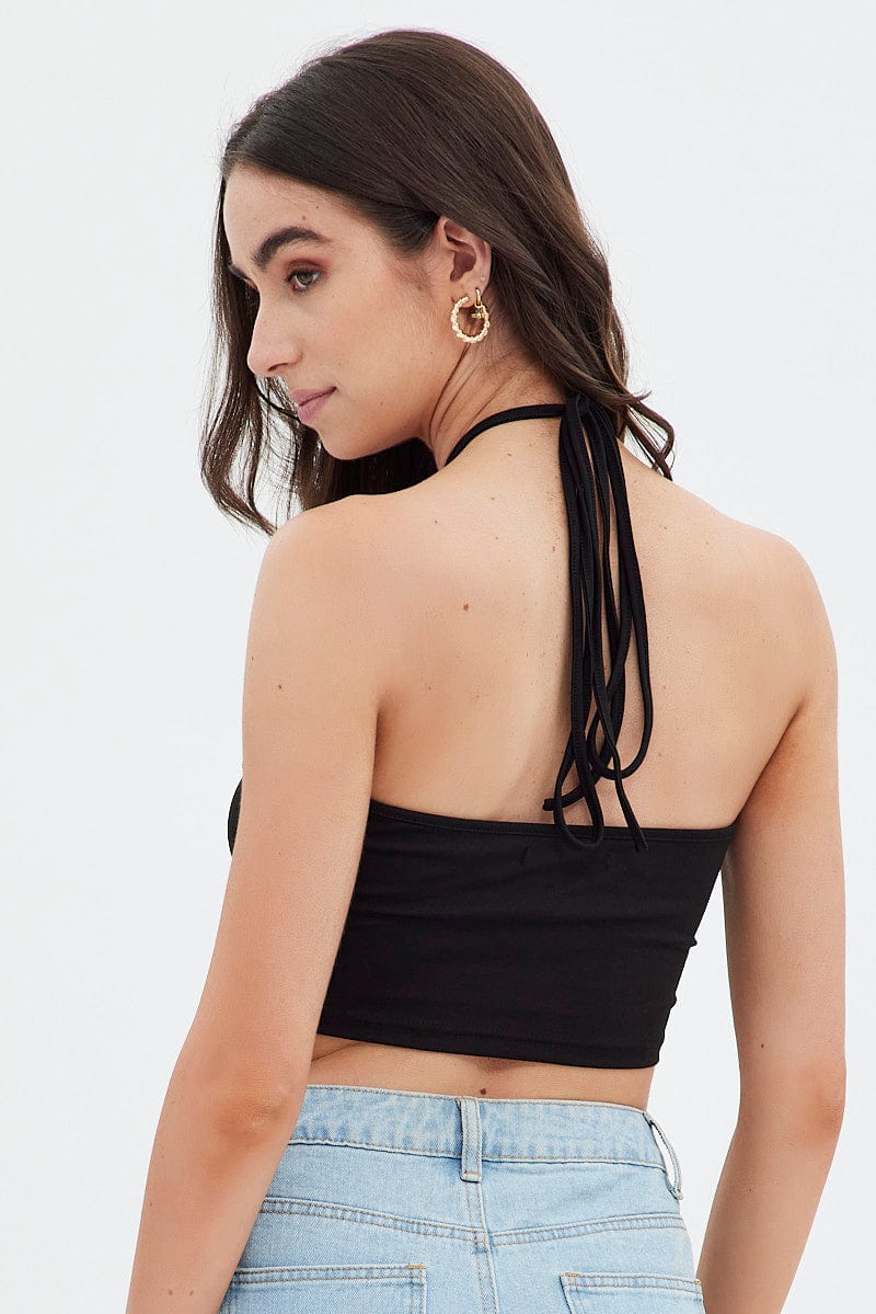 Black Keyhole Halter Top