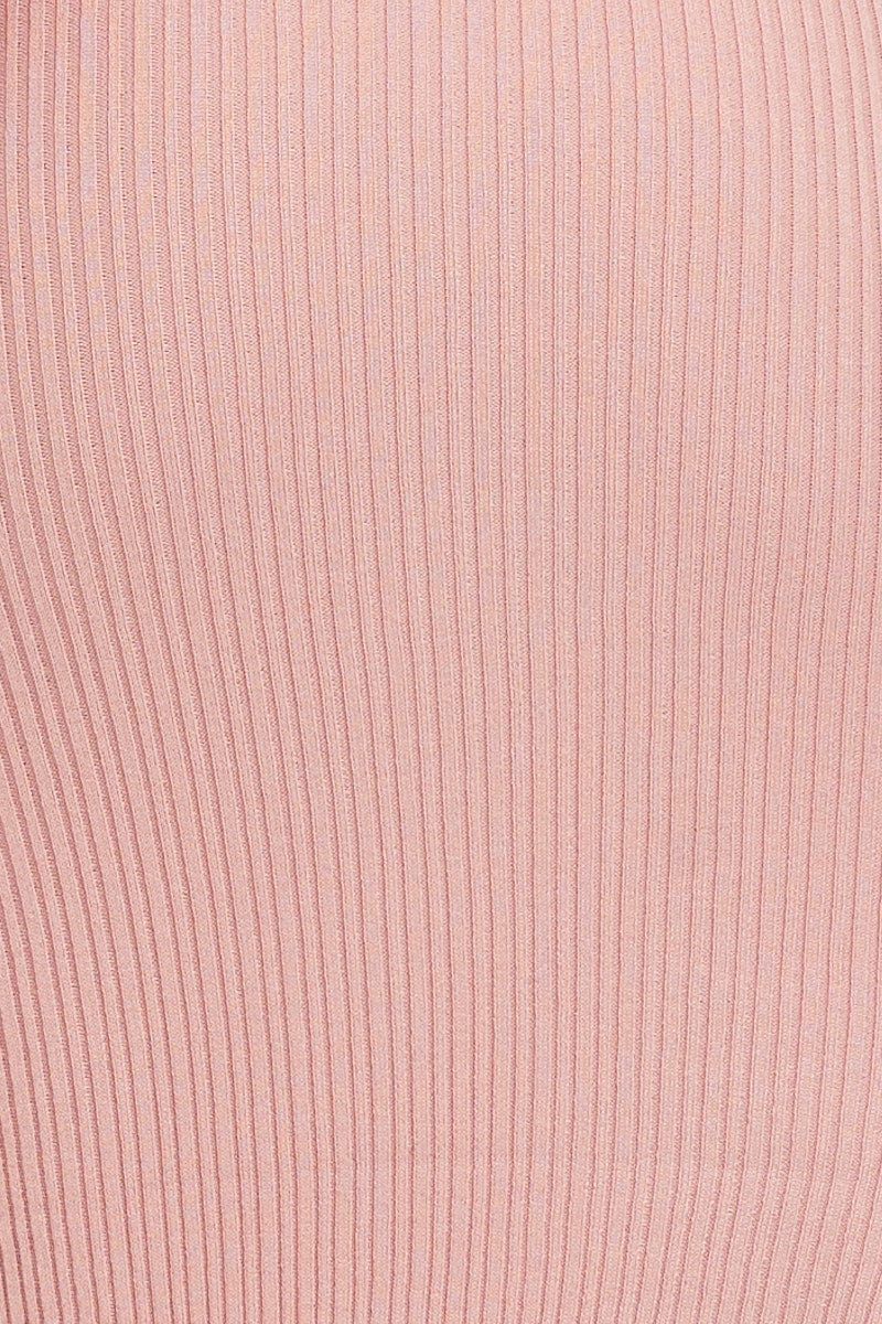 Pink Knit Dress Evening Midi