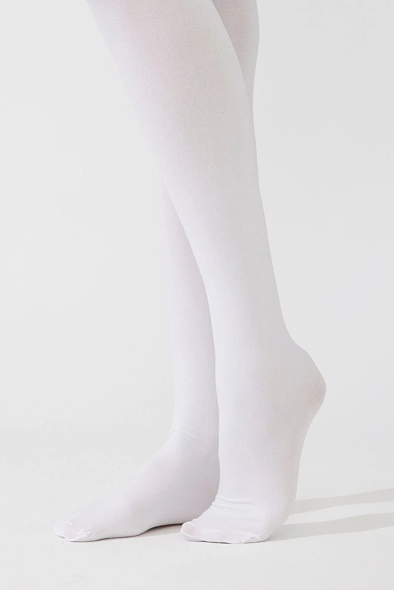 White Solid Over The Knee Socks