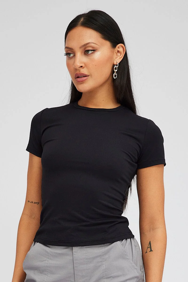 Black Supersoft Top Short Sleeve Round Neck
