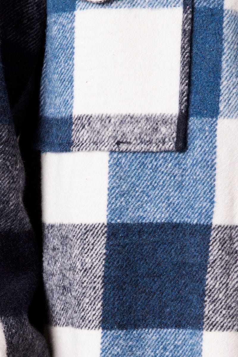 Blue Check Long Shacket Long Sleeve
