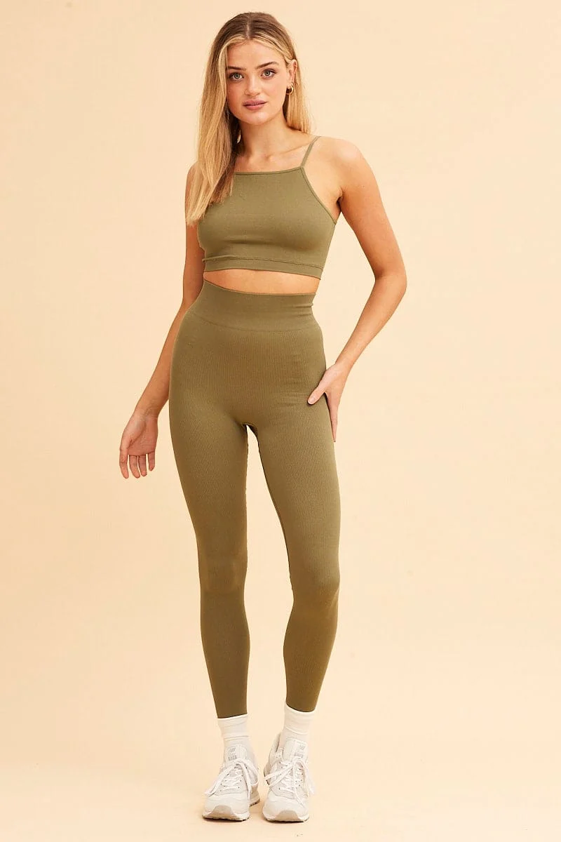 Green Highneck Seamless Cami