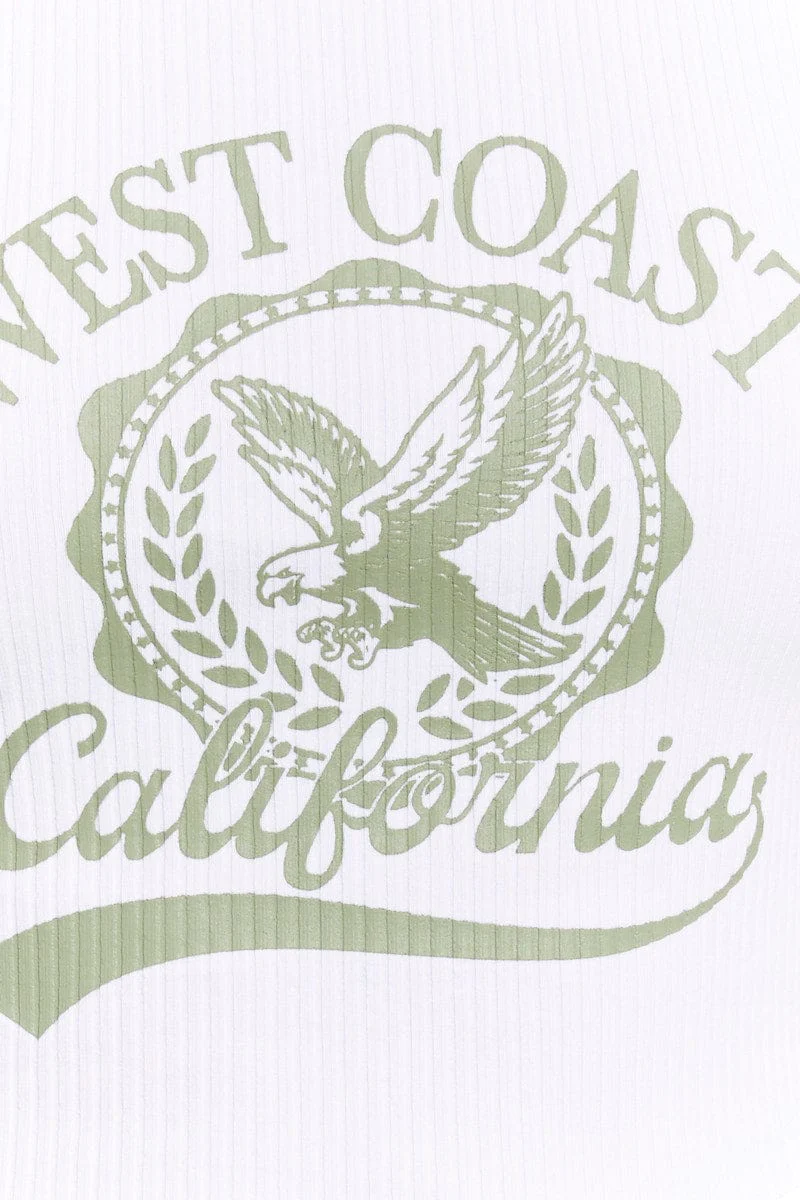 White Graphic Crop Top