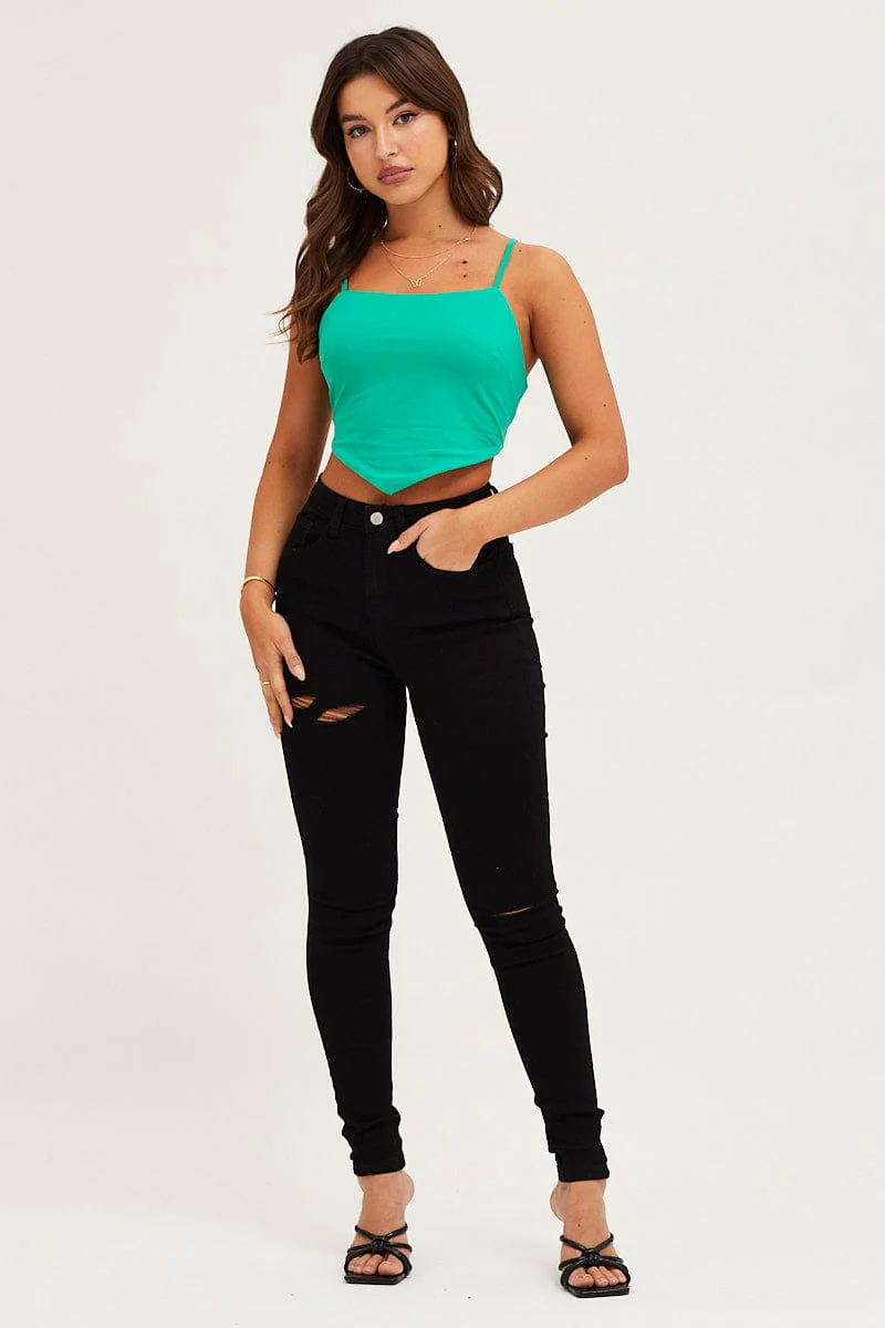 Black Denim Jeans High Rise Skinny