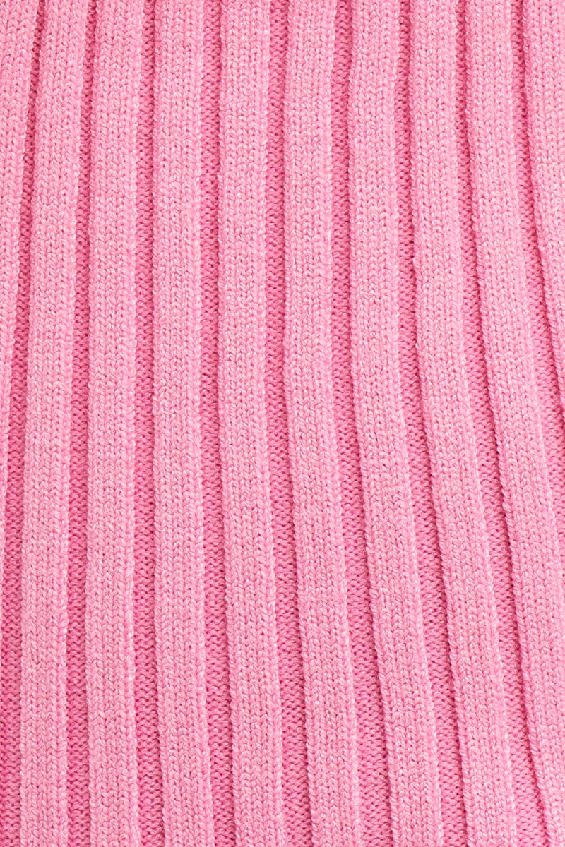 Pink Knit Top Sleeveless Ribbed
