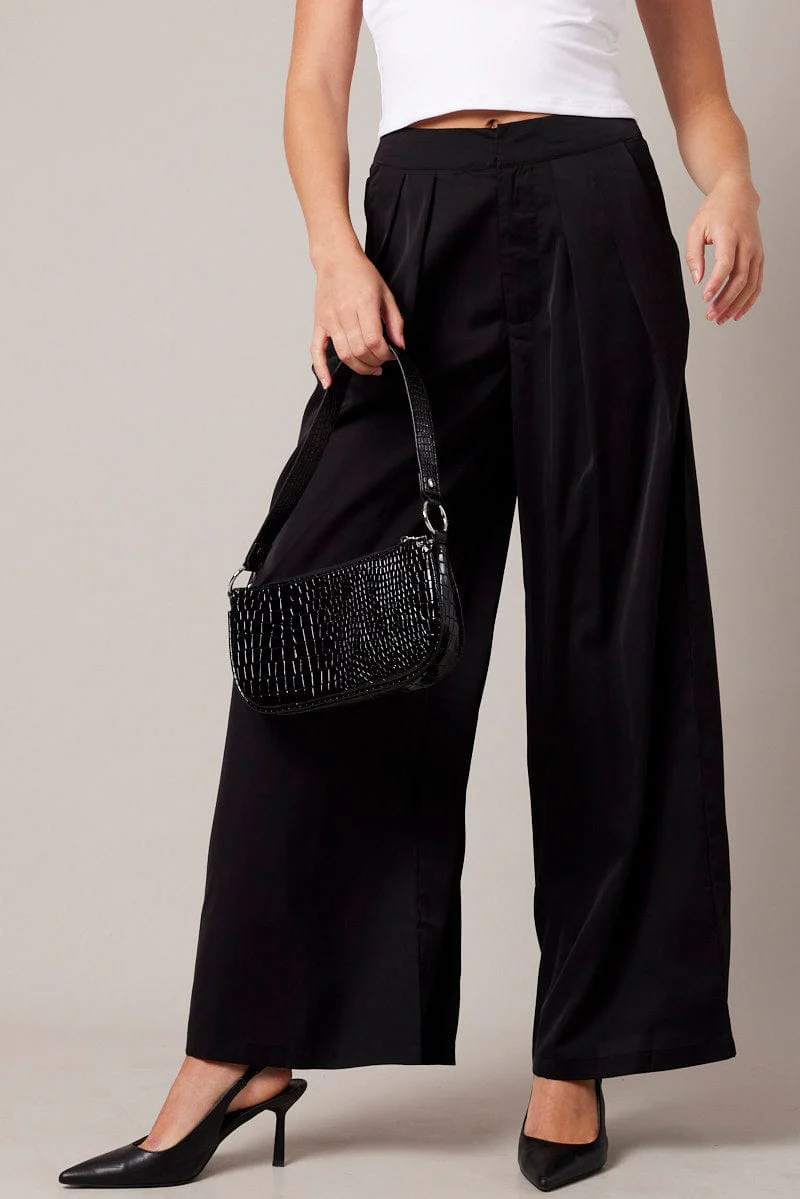 Black Wide Leg Pants High Rise