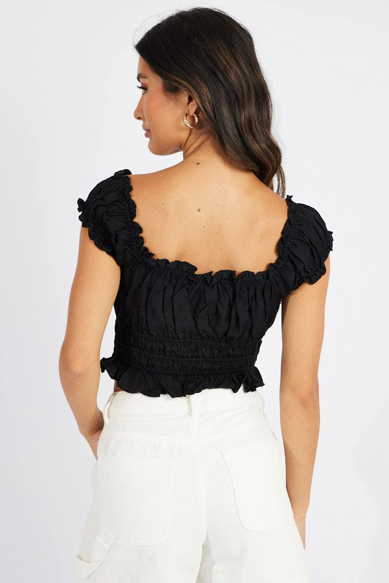 Black Ruched Top Sleeveless