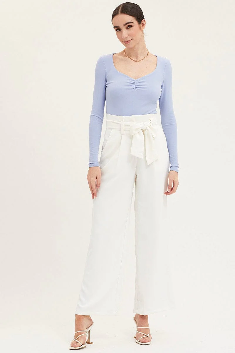 Blue Top Long Sleeve Round Neck