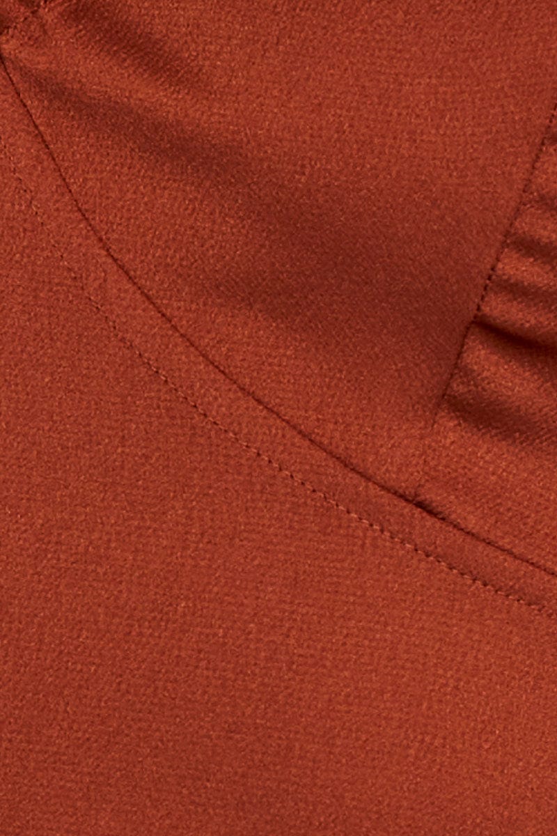 Brown Cami Top Halter Satin