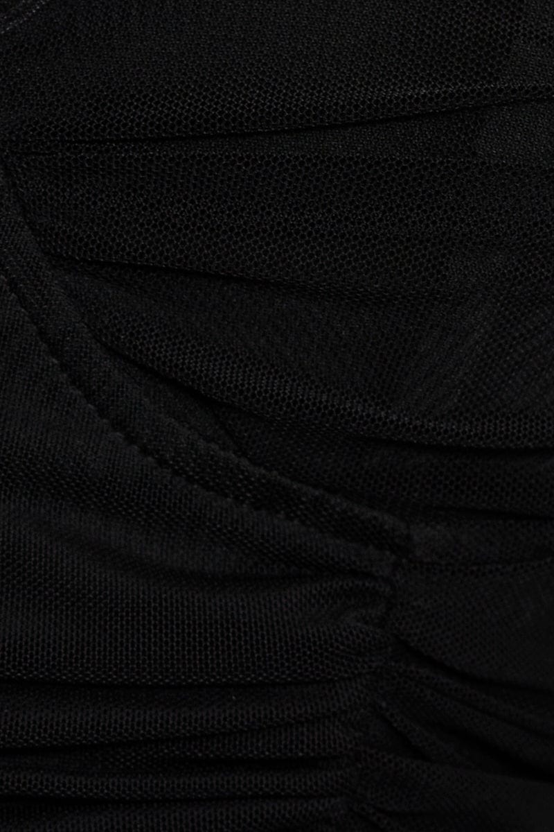 Black Diamante Strap Ruched Top