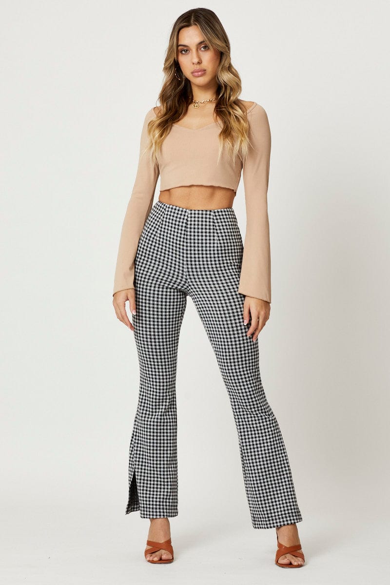 Brown Flare Sleeve Top