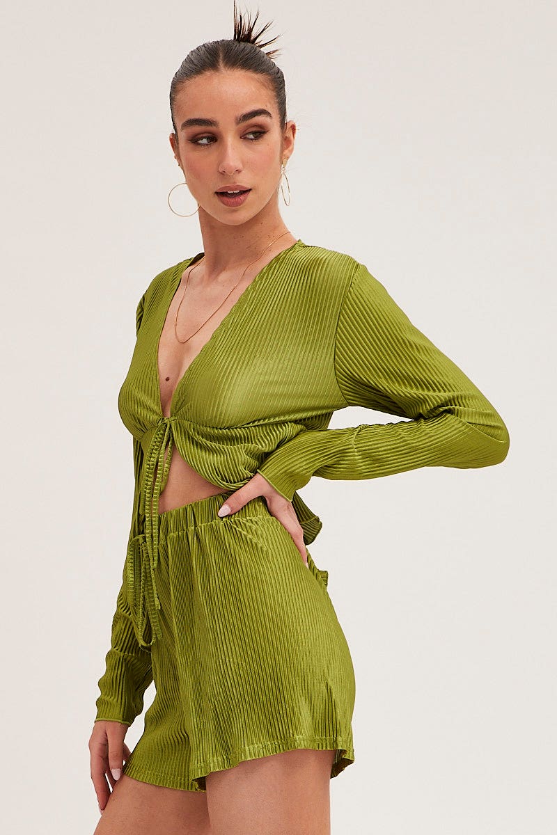 Green High Waist Shorts