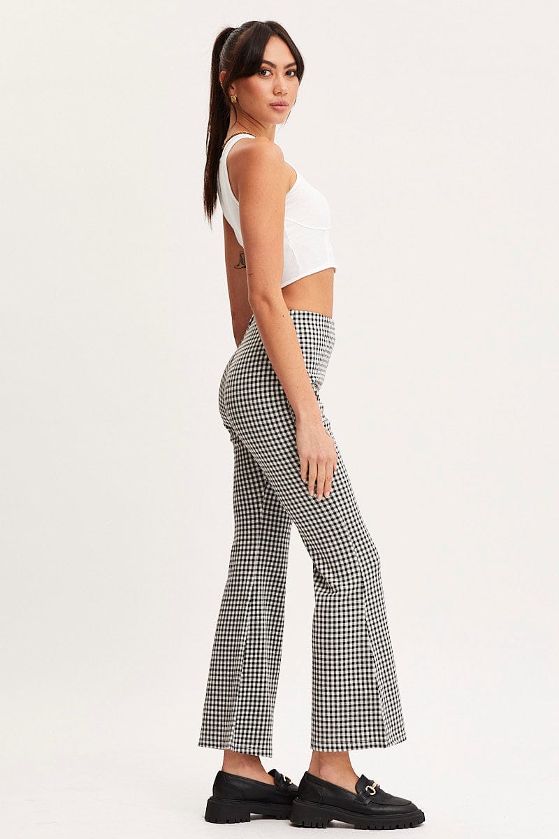 Check Flare Pants High Rise
