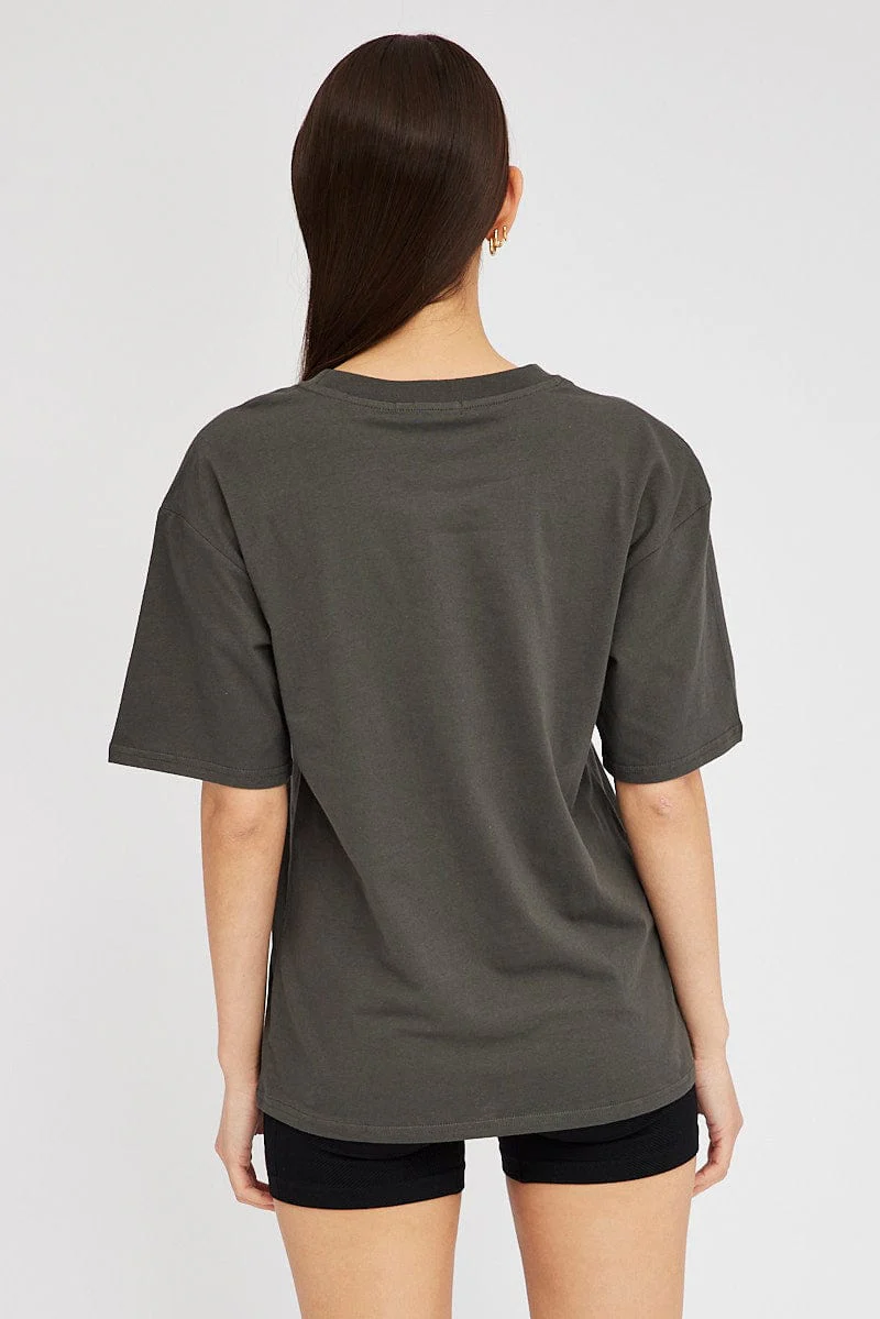 Grey Graphic Tee Short Sleeve