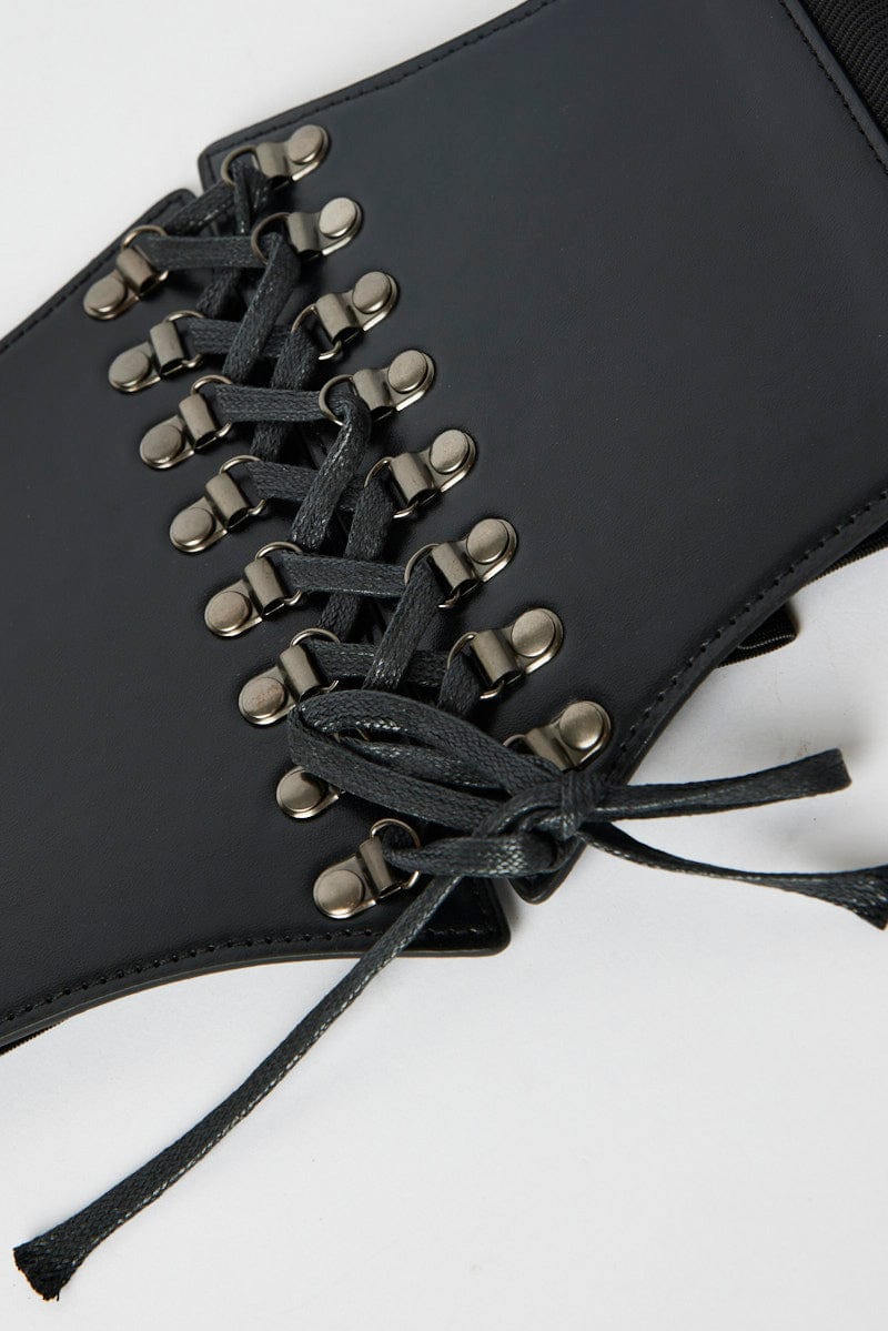 Black Lace Up Corset Belt