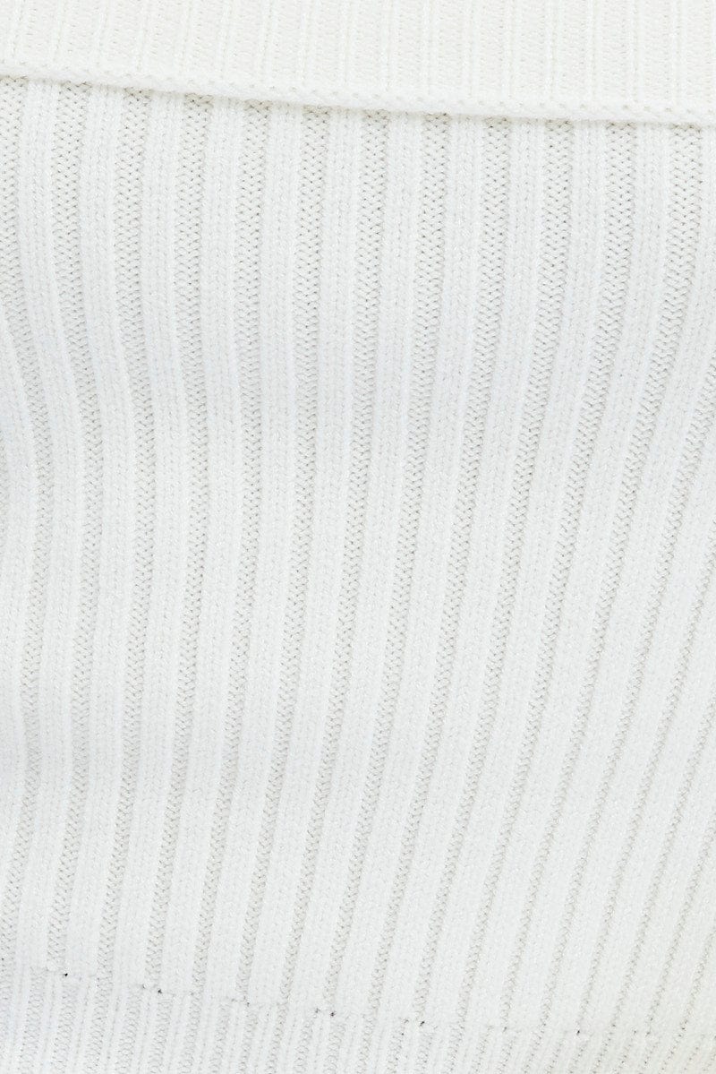 White Strapless Top And Shrug Knit Set