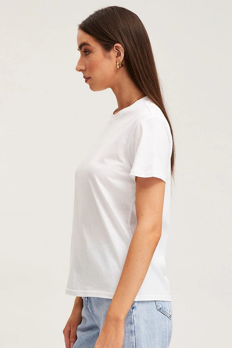 White T Shirt Short Sleeve Crew Neck