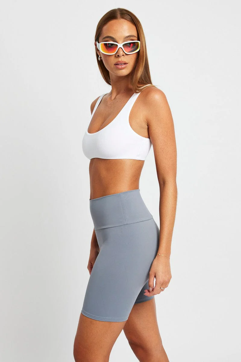 Grey Bike Shorts High Waisted