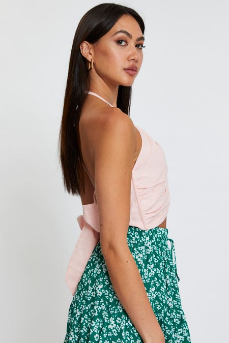 Pink Halter Top Crop
