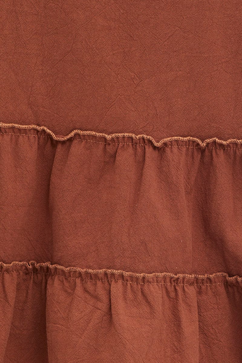 Brown Ruffle Top Long Sleeve