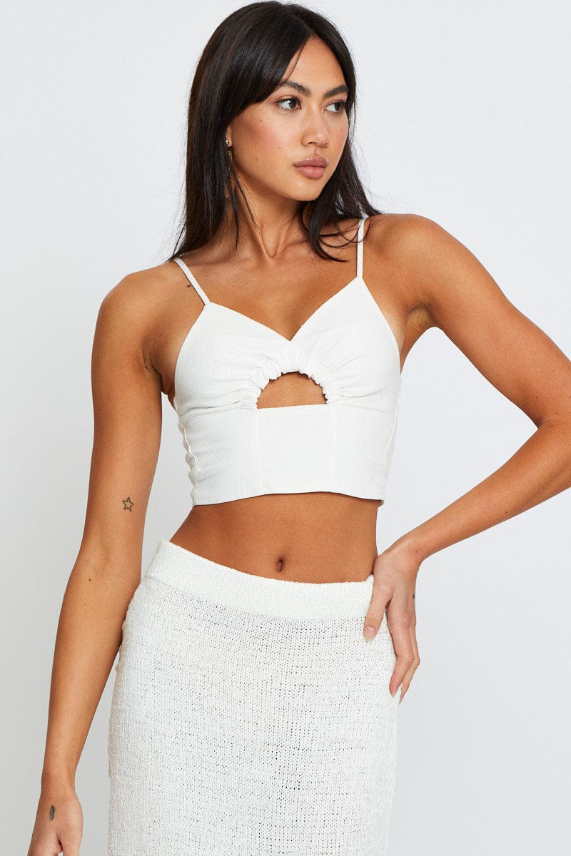 White Crop Top Sleeveless