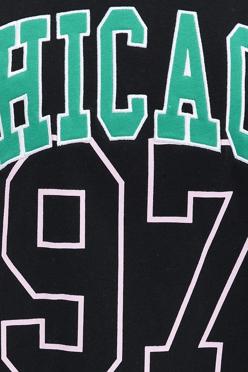 Black Graphic Sweater Long Sleeves