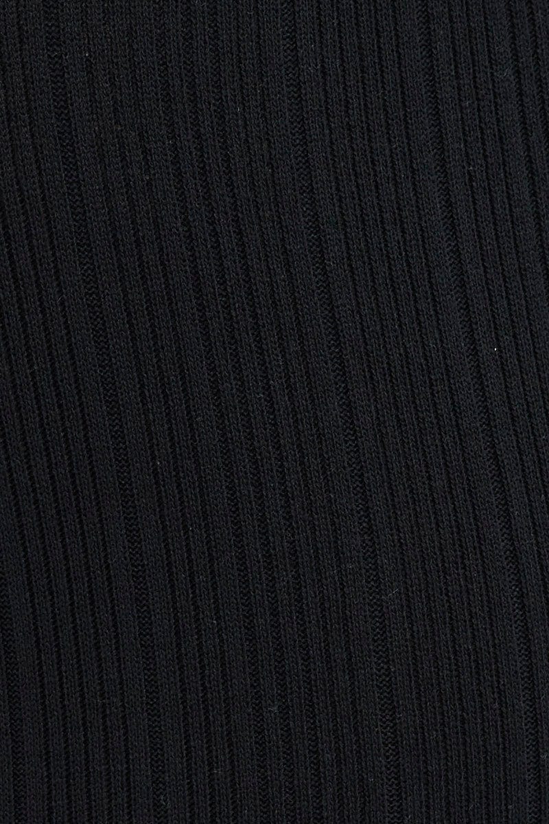 Black Knit Skirt High Rise Maxi