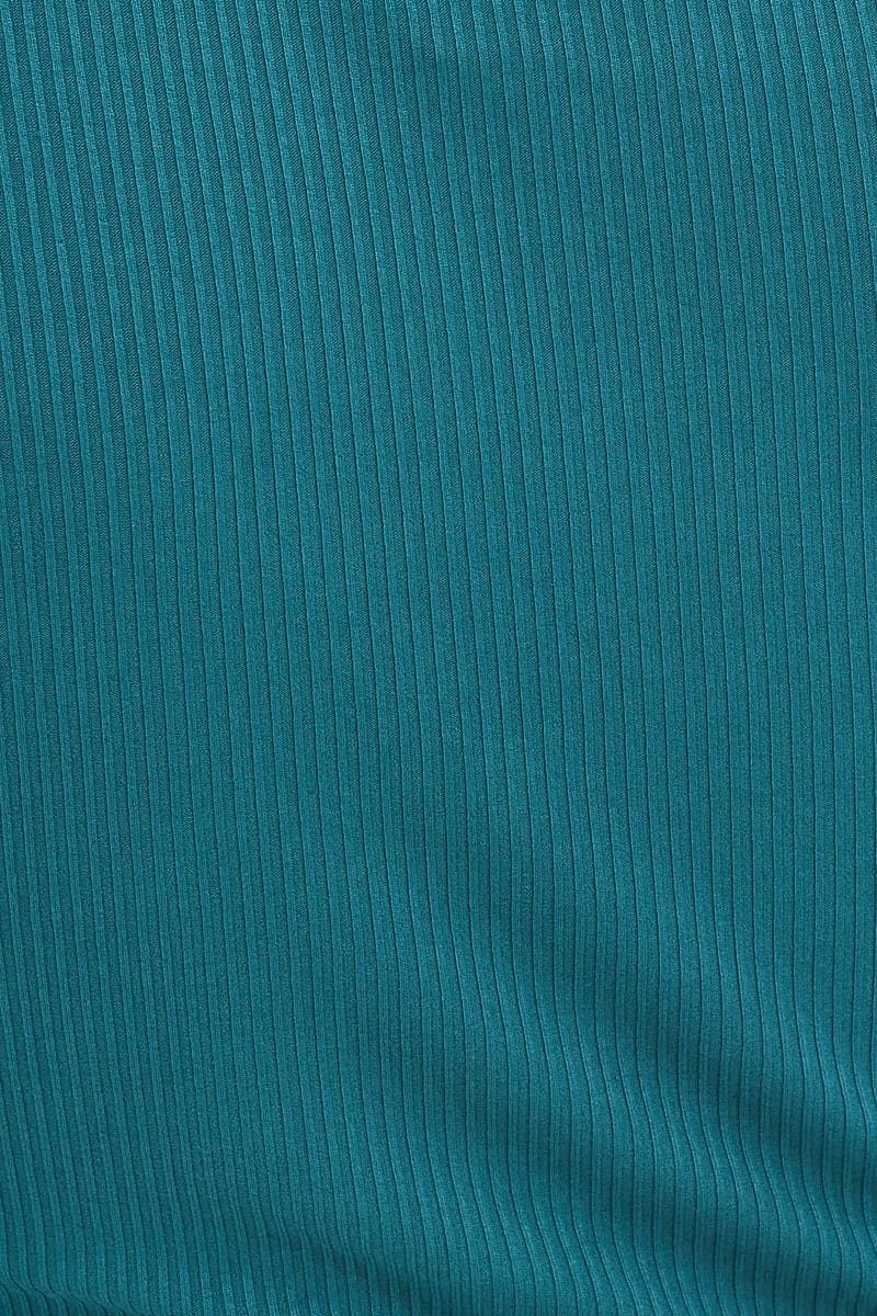 Green Curved Hem T Shirt Ribbed