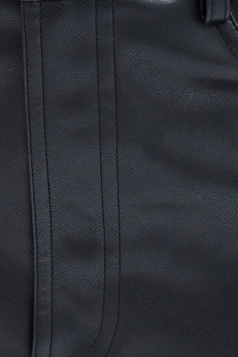 Black Maxi Skirt Slit PU
