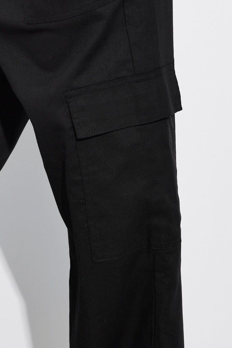 Black Relaxed Cargo Pant Elasticated Waist