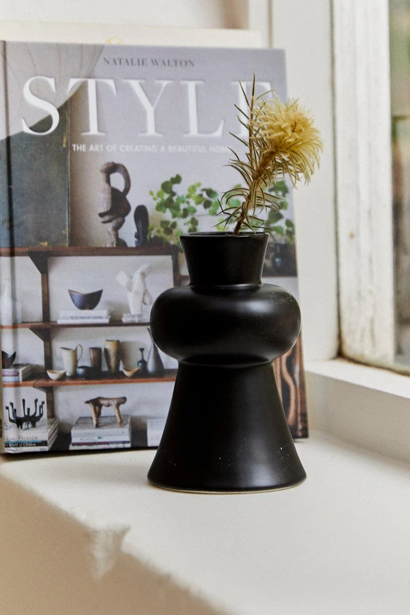 Black Ceramic Taper Vase