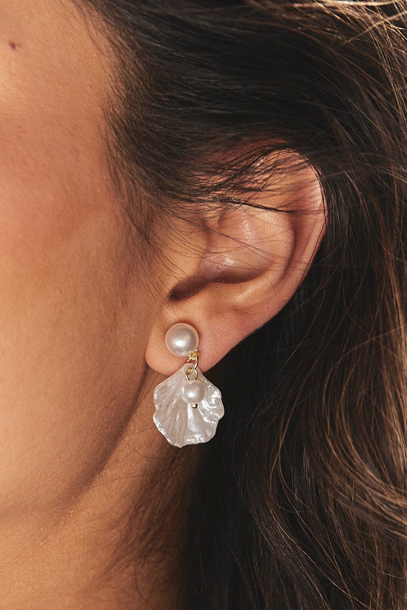 White Shell Earrings
