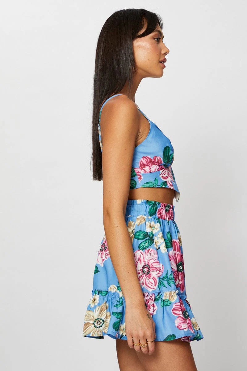 Print Scarf Top Crop