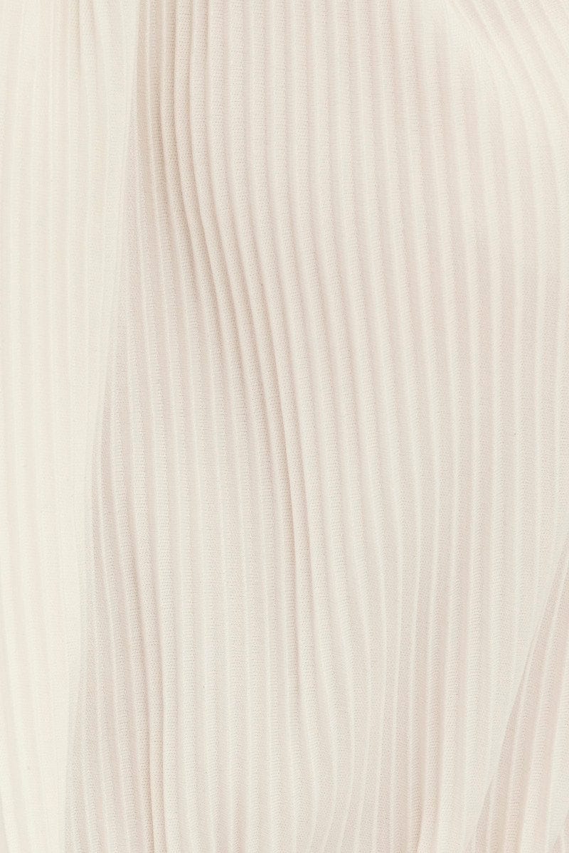 White Plisse Bodysuit Twist Halter Sleeveless