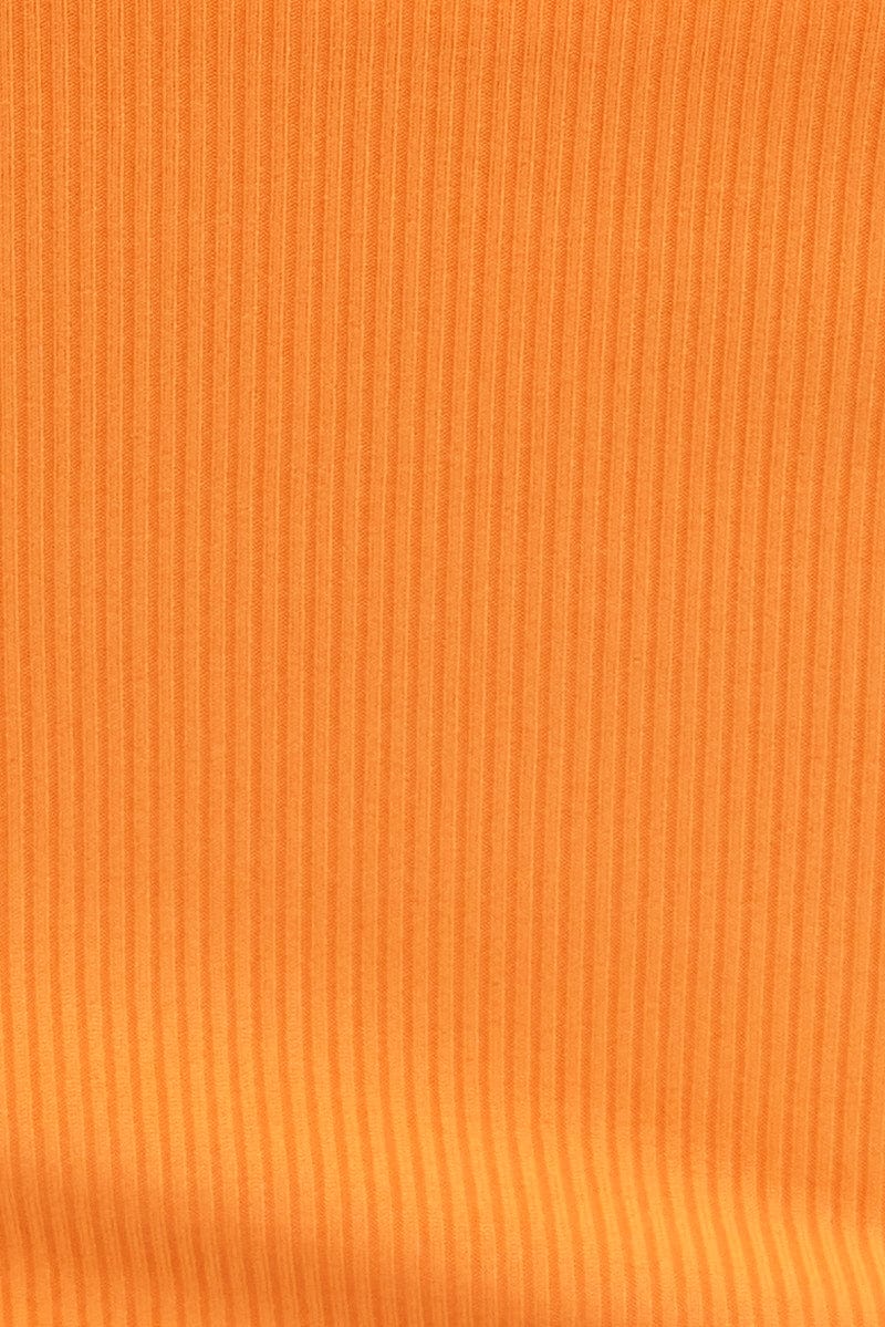 Orange Crop Top Sleeveless Sweetheart Twist Front Rib