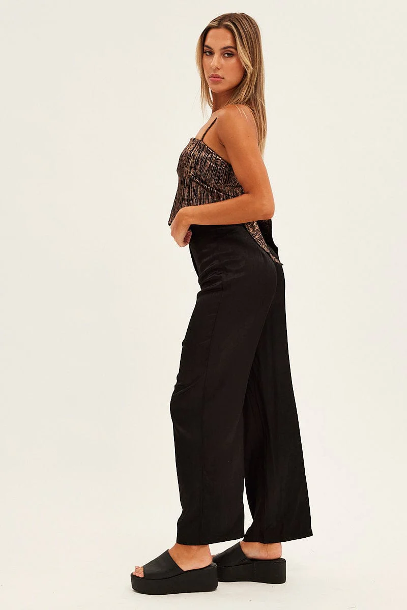 Black Wide Leg Pants High Rise