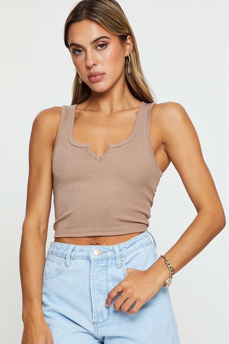 Brown Jersey Top