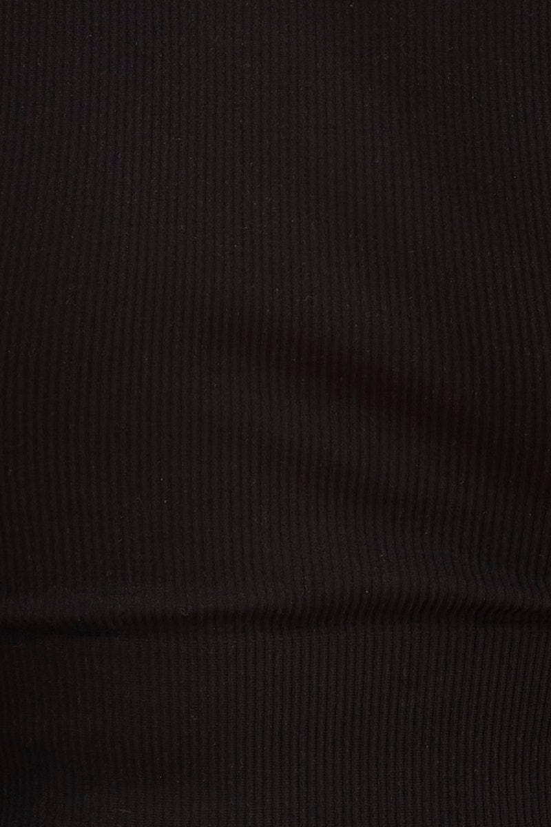 Black Seamless Tank Top High Neck Rib Crop