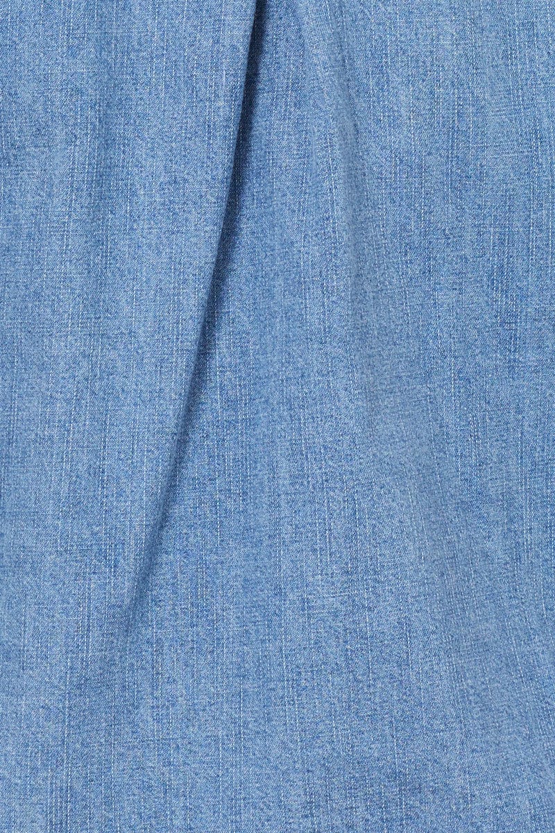 Blue Singlet Top Sleeveless V-Neck