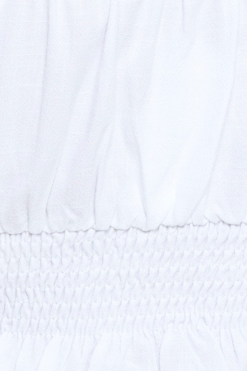 White Puff Sleeve Top Short Sleeve Crop