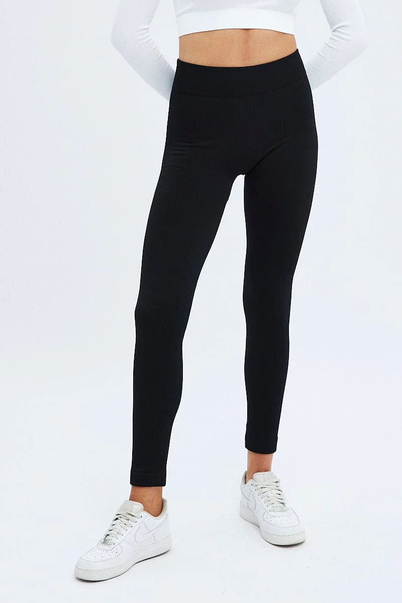 Black Fleece Leggings Seamless