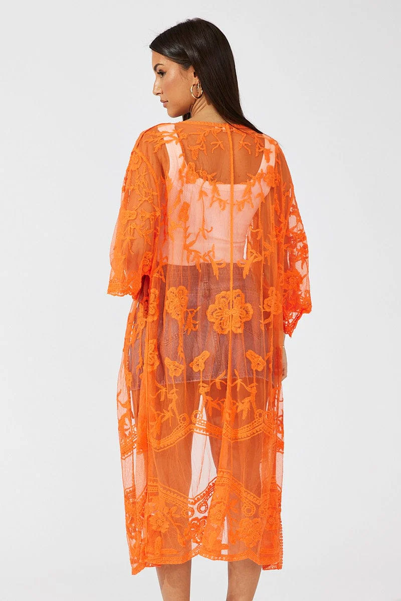 Orange Kimono Half Sleeve