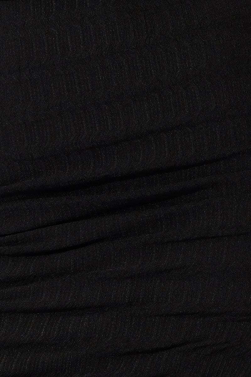 Black Maxi Dress Square Neck Bodycon Textured